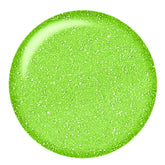 ibd Flash Gel Alien swatch, glittery neon green gel polish with a flash reflective effect.